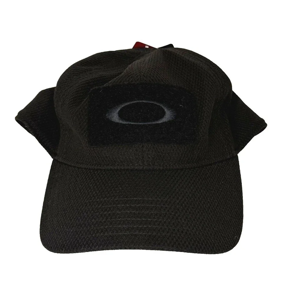 NWT Oakley Performance Fit Hat Black L/XL Stretch Golf Athletic Cap